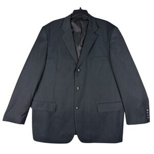 Retro Mens Black Stripe Three Button Blazer Suit Jacket XL T920001